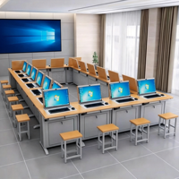 Bureau d'ordinateur escamotable, table de formation, bureau simple et double pour étudiants, pour salle de classe et laboratoire informatique, table d'ordinateur rabattable