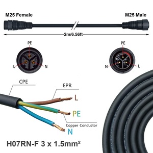 Câble d'extension M25 mâle-femelle pour micro-onduleur solaire étanche <span class=keywords><strong>WVC</strong></span> GTB, câble AC avec connecteur M25, fil en caoutchouc, 2M - Product Image 1