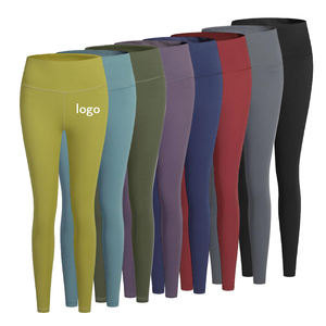 New Arrival Women's Gym Yoga Tights High Waist Ribbed Athletic <b>Leggings</b> Fit Naked Feeling Solid <b>Pattern</b> Workout Fitness Pants - Product Image 3