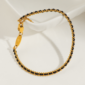 Bracelet en acier inoxydable plaqué or 18 carats avec perles rouges pour femmes, bracelet porte-bonheur en fil rouge imperméable avec chaîne d'extension - Product Image 5