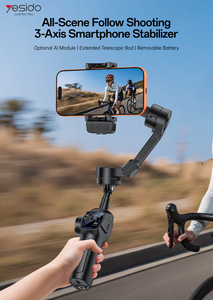 Yesido Palo Selfie Telescópico Extensible de Aleación de Aluminio de 170 cm, Trípode con <span class=keywords><strong>Estabilizador</strong></span> de Gimbal de 3 Ejes SF32 - Product Image 2