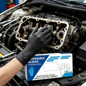 Guantes <span class=keywords><strong>de</strong></span> Nitrilo Negros Industriales <span class=keywords><strong>de</strong></span> Alta Resistencia, Resistentes al Aceite, para Mecánicos, Reparaciones Automotrices - Product Image 1