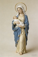 Statue décorative artisanale en résine peinte à la main de la Madone et de l'Enfant, forme irrégulière