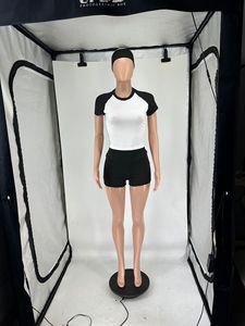 新作レディースサマーショーツセットクロップシャツトップ + ヘッドバンド + ショーツ2ピースセットレジャーバイカーショーツ2ピースセット女性用サマー - Product Image 5