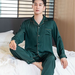 Nuovo <span class=keywords><strong>Pigiama</strong></span> in Maglia da <span class=keywords><strong>Uomo</strong></span>, Casual, a Maniche Lunghe, per Inverno, Primavera, Autunno, Estate, Sottile, Jacquard a Righe, Set per Casa e Outdoor - Product Image 1