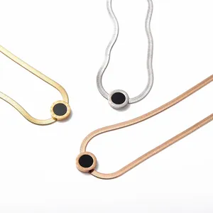 Bijoux de collier de femmes d'acier inoxydable avec de haute qualité 18k plaqué or mélange tailles collier épais de chaîne de serpent pour des femmes