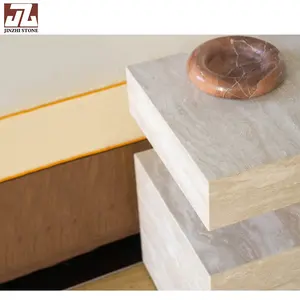 Travertine Cafe Table polesan marmer ukuran Table Top untuk Indoor Outdoor Cut-to-Size Slate untuk HOTEL luar ruangan air mancur