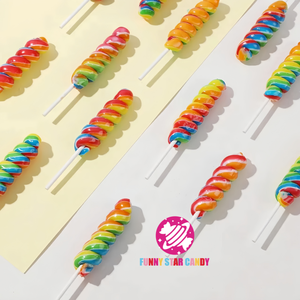 Palo de paleta de arcoíris Halal chino, venta al por mayor, dulce surtido de frutas, sabor en espiral, piruleta de caramelo duro - Product Image 5