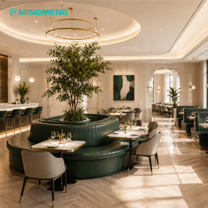Elegant Circular Booth Seating Premium Commercial <b>Restaurant</b> Furniture with Marble Tables & Upholstered Chairs - Product Image 2
