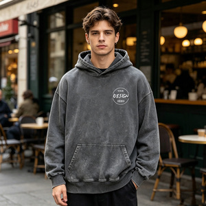 Vente en gros de sweats à capuche streetwear épais, respirants, coupe-vent, surdimensionnés, unisexes - Product Image 1
