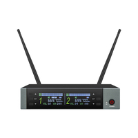 Système de microphone dynamique sans fil UHF à double canal, deux micros portatifs (en métal), utilisation professionnelle pour la scène, le karaoké, l'église, les événements audio