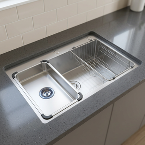Évier de cuisine à bol unique en acier inoxydable 304 fait à la main en forme de rectangle en relief conception à un trou excellents prix d'usine Viet Nam - Product Image 1