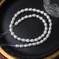 Perles en forme de riz filetées de 5 mm, perles d'eau douce naturelles sans noyau, perles en vrac pour bricolage, environ 35 cm et environ 45 perles