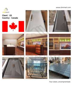 CBMMart Chêne blanc Slim Shaker Armoires de cuisine personnalisées avec clin d'œil en acier inoxydable - Product Image 5