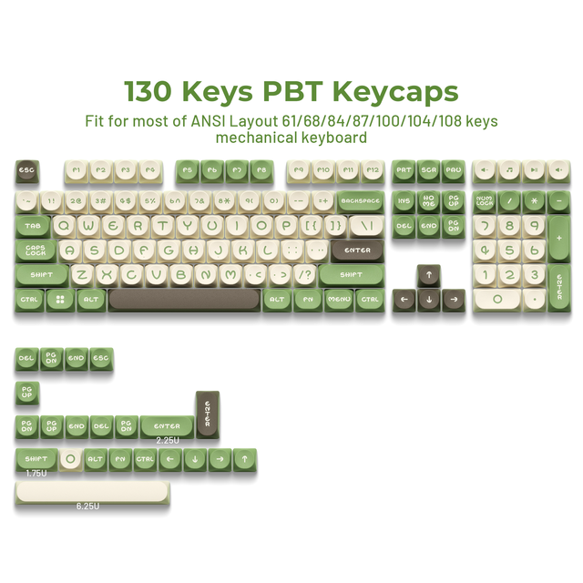 XVX Keycaps MOOD Profile Dye-Sub PBT Gaming Keycap Set 130-Key ANSI Layouts Mechanical Keyboard Affordable Replacement
