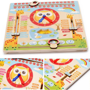 Venta <span class=keywords><strong>al</strong></span> por mayor Búho Multifuncional Tiempo Madera Aprendizaje Calendario Reloj Juguete Venta <span class=keywords><strong>al</strong></span> por mayor Niños Desarrollo Versátil Solapa Ábaco Reloj - Product Image 4
