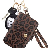 Nouveau porte-clés unisexe avec bracelet et anneau porte-clés, motif léopard, portable, coffret cadeau