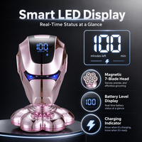 Kit de toilettage multifonction 5-en-1 (rasoir électrique à 7 lames magnétiques) avec écran LED intelligent, tondeuse corporelle rechargeable Type-C 4K