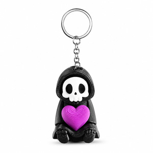 Nouveau produit imprimé en 3D très populaire : Porte-clés en forme de cœur de Grim Reaper mignon version Q, jouet d'Halloween - Product Image 4