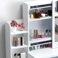 Ensemble de coiffeuse en bois moderne et luxueux, durable, avec miroir LED sur pied et tiroirs, idéal pour appartement et chambre à coucher - Vente en gros