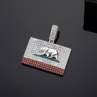 Bijoux fins classiques plaqué or 14 carats glacé cubique Zircon diamant 925 argent république état ours drapeau galaxie pendentif pour hommes