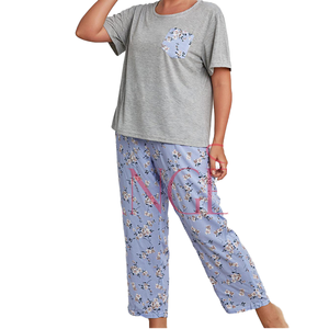 KISS ME ANGEL – Ensemble de pyjama ajustable à col en V pour femme, orné de fleurs, respirant, idéal pour l'été ou l'hiver - Product Image 1