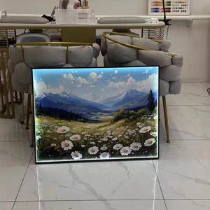 Aluminium Alloy <b>Square</b> <b>Picture</b> <b>Frame</b> With Led Light Strip Luminous Outer <b>Frame</b> Modern Photo Display For Home Decor - Product Image 2