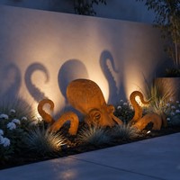 Meilleure vente transfrontalière : Sculpture de jardin en forme de pieuvre, Ornement décoratif d'extérieur en fer forgé, Fabriqué en Chine
