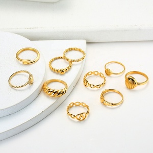 Truegold bán buôn mẫu miễn phí cổ điển thời trang bộ đồ trang sức mạ vàng xoắn ngón đeo nhẫn thép không gỉ cho phụ nữ - Product Image 5