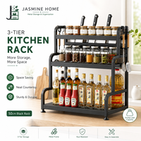 Étagère de rangement de cuisine à 3 niveaux, organisateur de comptoir de 50 cm pour les pots à épices, les bouteilles, les couteaux et les ustensiles de cuisine