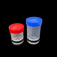 Recipiente de prueba de plástico desechable de 90mL, taza de muestra de orina estéril de laboratorio con tira de temperatura