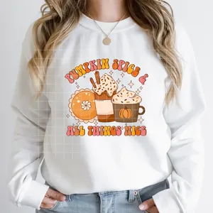 Pegatinas DTF Termoadhesivas Lavables de Transferencia de Calor con Diseño de Calabaza y Flor de Otoño, Listas para Prensado en Ropa - Product Image 4