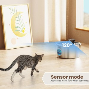 Fontaine à eau portable sans fil 3,2 L à piles, 3 modes de distribution, minuterie automatique, en acier inoxydable et plastique, pour animaux de compagnie (chats) - <span class=keywords><strong>Prix</strong></span> bas - Product Image 4