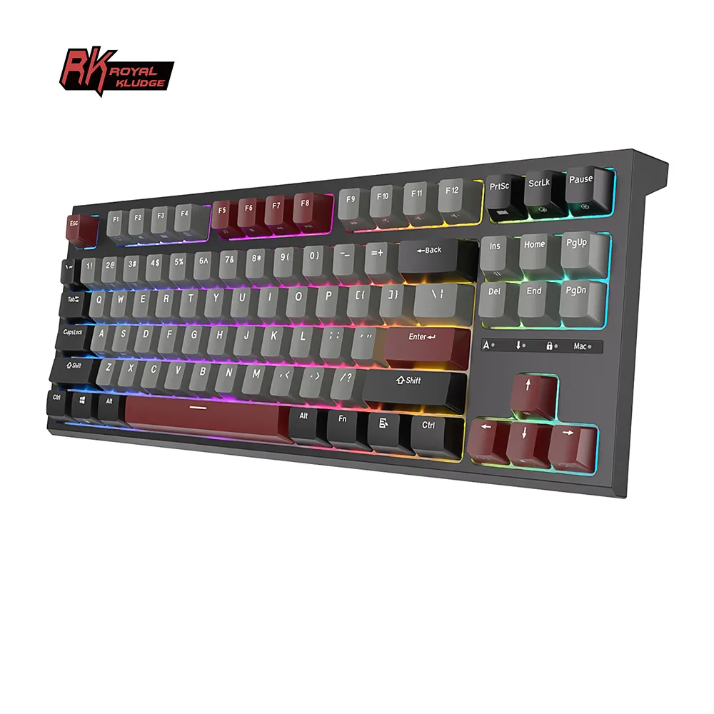 Royal Kludge RK R87 top seller rgb game mechanical keyboard 87 keys colorblock keycaps wired gaming keyboard hot swap