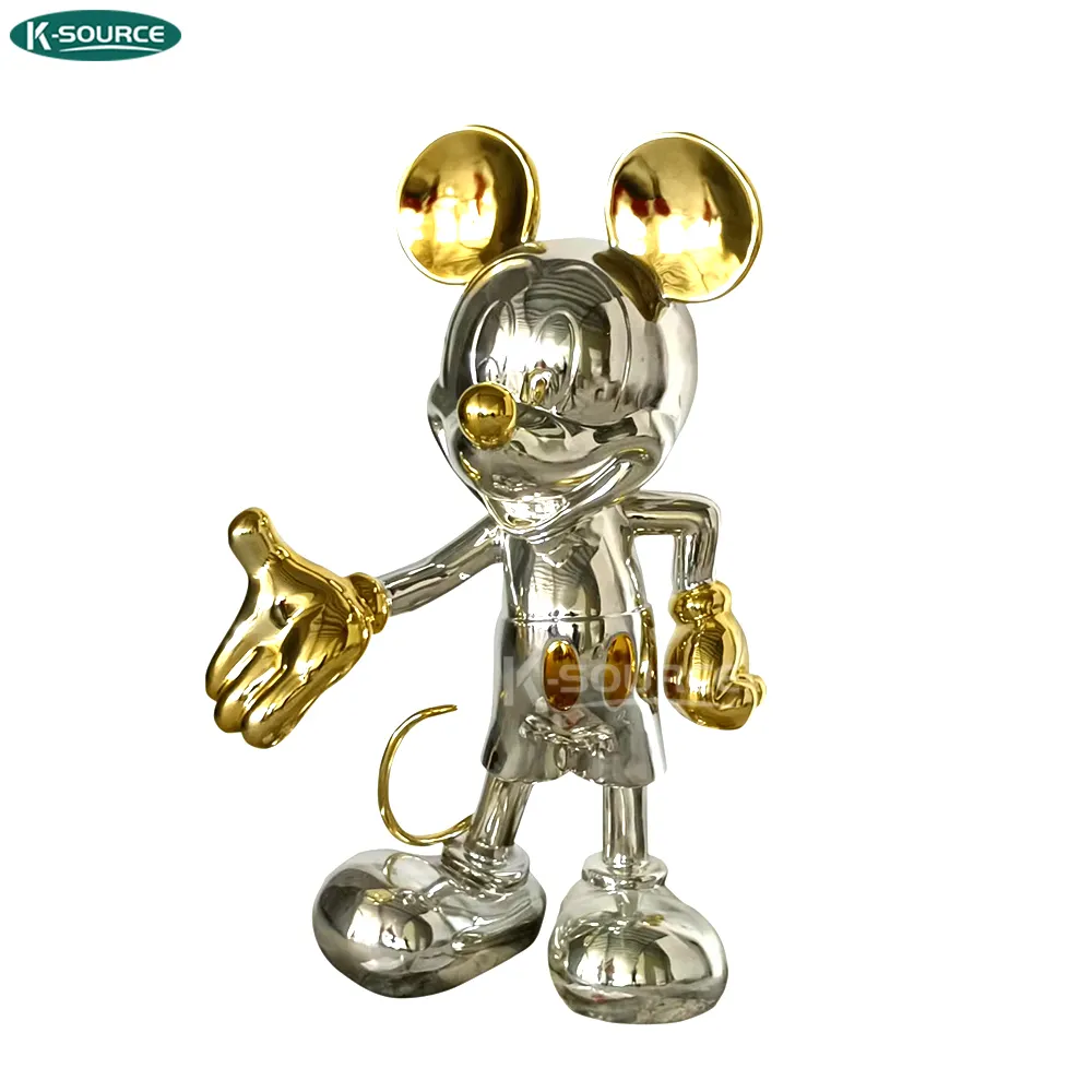 Fiberglas Maus Cartoon Kunst Tiermodell Ornamente Galvanik Harz Mickey Statue