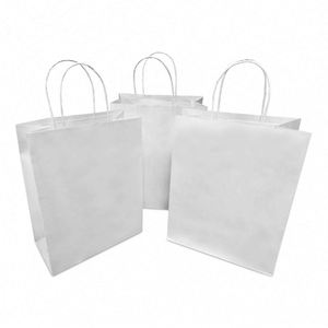 2026 New RC Custom logo Plain White Kraft Paper <b>Bags</b> with Twisted Handles 10x5x13 Inches - Product Image 2
