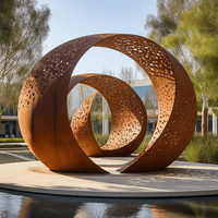 Sculpture moderne abstraite décorative en acier Corten de pelouse extérieure