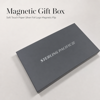 Boîte cadeau magnétique grise personnalisée avec logo en feuille d'argent, insert en mousse, toucher doux, OEM