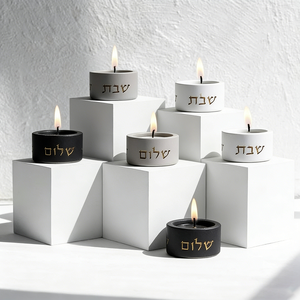 Candelabros Decorativos de Concreto Hechos a Mano con Logotipo Personalizado para Shabat, Ramadán, <span class=keywords><strong>Domingo</strong></span>, Ceremonias Religiosas, Portavelas para Velas Aromáticas - Product Image 1