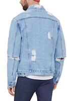 Denim de haute qualité lavage hommes coton en détresse en gros vieux trou veste en jean pour hommes