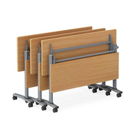 Bureau de conférence commercial LIWEI en bois, pliable et extensible, avec design moderne, roulettes en acier et étagère de rangement en acier