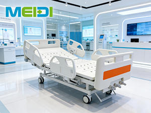 <span class=keywords><strong>Lit</strong></span> médical manuel perforé à trois manivelles et quatre barrières, idéal pour les soins à domicile et l'hôpital – Meilleures ventes - Product Image 4