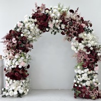 Arche de roses artificielles en soie bordeaux romantique personnalisable de haute qualité pour la décoration de mariage