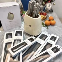Ensemble de couteaux de cuisine haut de gamme - Couteau de chef en acier inoxydable rétro, porte-couteaux, modèle 023, fabriqué en Chine, vente directe d'usine
