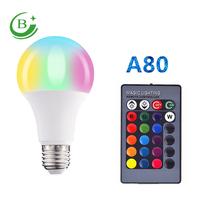 Prix attractif, ampoule LED A60 5W RGB AC85-265V, lumière colorée, télécommande, variateur d'intensité