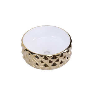 <span class=keywords><strong>Lavabo</strong></span> <span class=keywords><strong>da</strong></span> <span class=keywords><strong>Appoggio</strong></span> Moderno in Ceramica Argento e Oro, Resistente all'Acqua e Durevole, per Bagno Hotel HUIKLER - Product Image 2