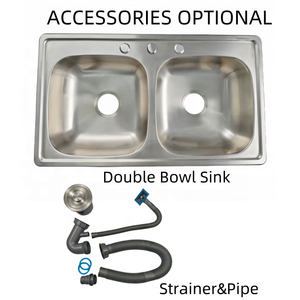 Lavello da <span class=keywords><strong>Cucina</strong></span> in Acciaio Inox dal Design Classico con Doppia Vasca, Dimensioni 840mm*480mm - Product Image 6