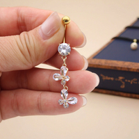 Xinfocus 2026 Nouvelle conception Anneaux de nombril en cristal Acier inoxydable Piercing de nombril Plaqué or Bijoux de corps pour femmes et hommes