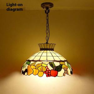 Encantadora Lámpara de Araña Tiffany de Estilo Europeo Vintage de 20 Pulgadas con Diseño de Frutas, Vidrio Emplomado, LED Regulable, 2 Años de Garantía, para Sala de Estar y Dormitorio - Product Image 1