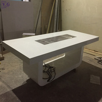 Table de réunion miniature personnalisée en Corian blanc pour 6 personnes